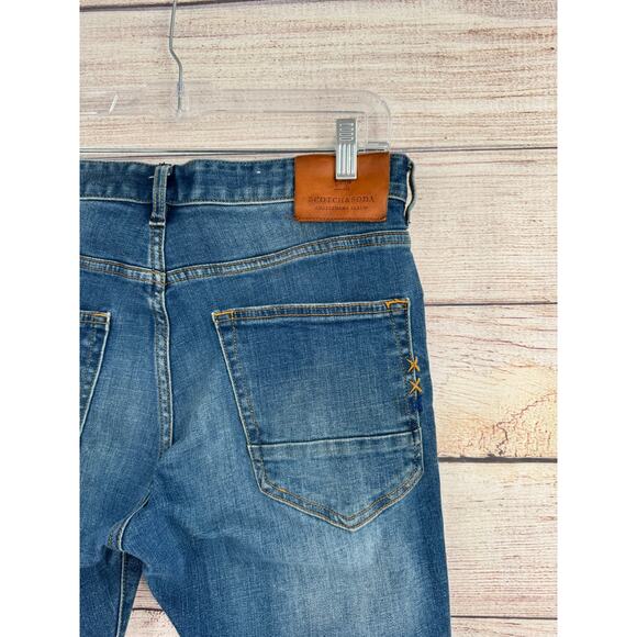 Scotch & Soda Skim Slim Jeans Mens 32x30 Blue Medium Wash Denim AMS Blauw - Picture 4 of 13